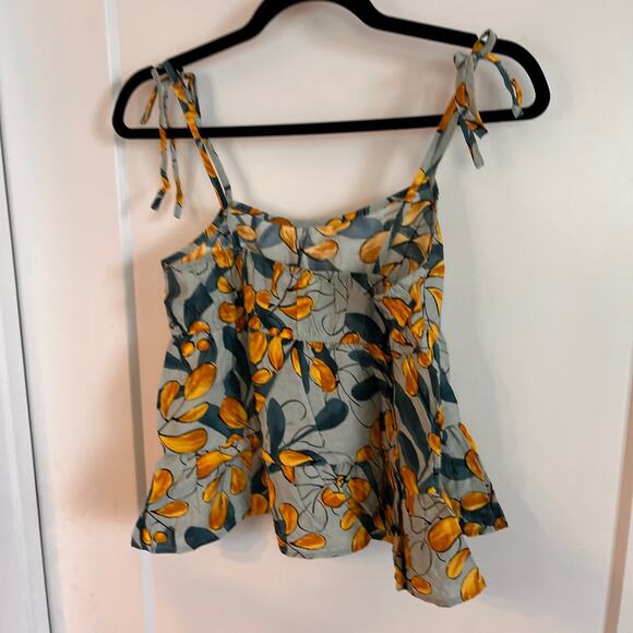 NEW Mine Green Floral Tiered Peplum Style Tank Top Size Large - Picture 3 of 8